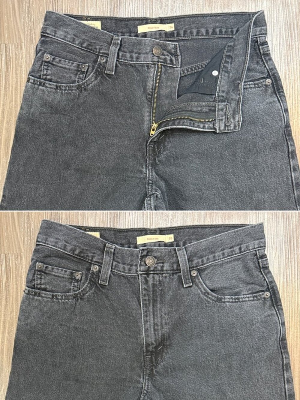 Levi’s Premium Baggy Dad Jeans 26 Boot Barn Black Big E $128 - Picture 3 of 12